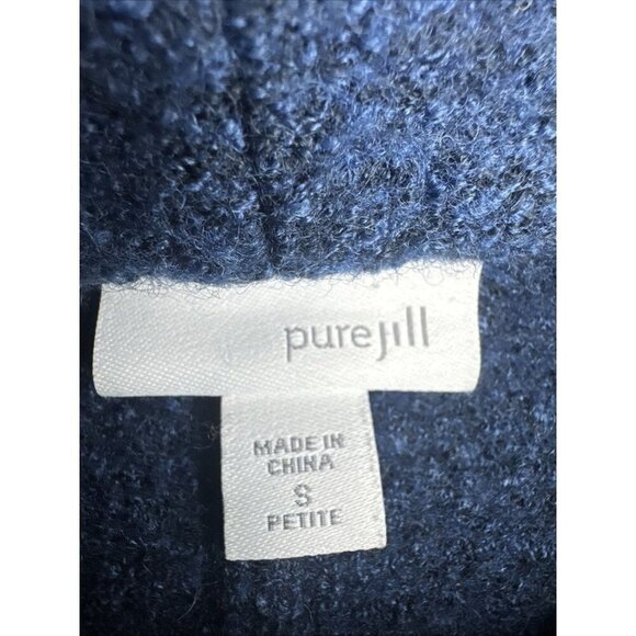 PURE JILL Women’s Blue Wool Blend Snap Front Coat Jacket Sz Petite Small - Picture 4 of 8